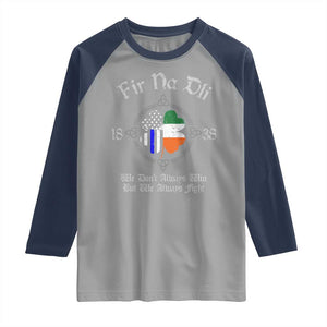 Irish Pride Raglan Shirt Fir Na Dli Men Of Law Shamrock American Irish Flag TS09 Sport Gray Navy Print Your Wear
