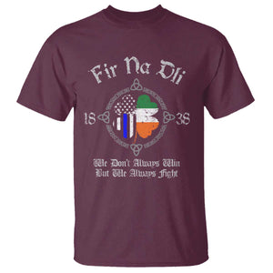 Irish Pride T Shirt Fir Na Dli Men Of Law Shamrock American Irish Flag TS09 Maroon Print Your Wear