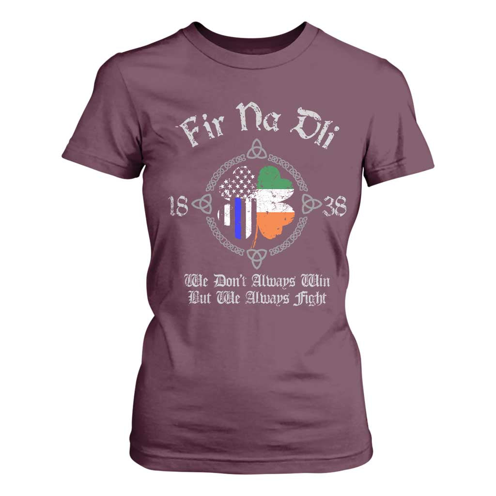 Irish Pride T Shirt For Women Fir Na Dli Men Of Law Shamrock American Irish Flag TS09 Maroon Print Your Wear