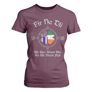 Irish Pride T Shirt For Women Fir Na Dli Men Of Law Shamrock American Irish Flag TS09 Maroon Print Your Wear