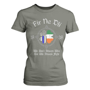 Irish Pride T Shirt For Women Fir Na Dli Men Of Law Shamrock American Irish Flag TS09 Military Green Print Your Wear