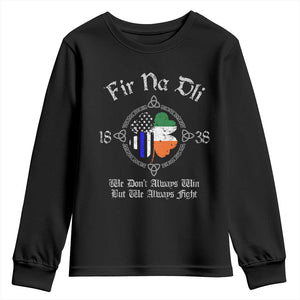 Irish Pride Youth Sweatshirt Fir Na Dli Men Of Law Shamrock American Irish Flag TS09 Black Print Your Wear
