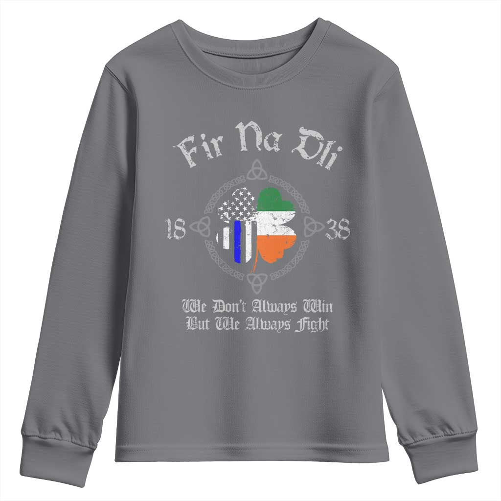 Irish Pride Youth Sweatshirt Fir Na Dli Men Of Law Shamrock American Irish Flag TS09 Charcoal Print Your Wear