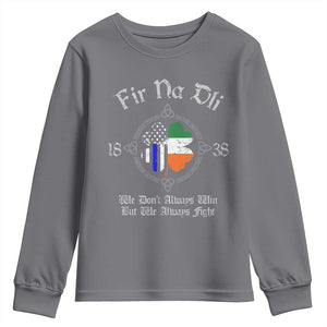 Irish Pride Youth Sweatshirt Fir Na Dli Men Of Law Shamrock American Irish Flag TS09 Charcoal Print Your Wear