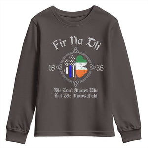 Irish Pride Youth Sweatshirt Fir Na Dli Men Of Law Shamrock American Irish Flag TS09 Dark Chocolate Print Your Wear
