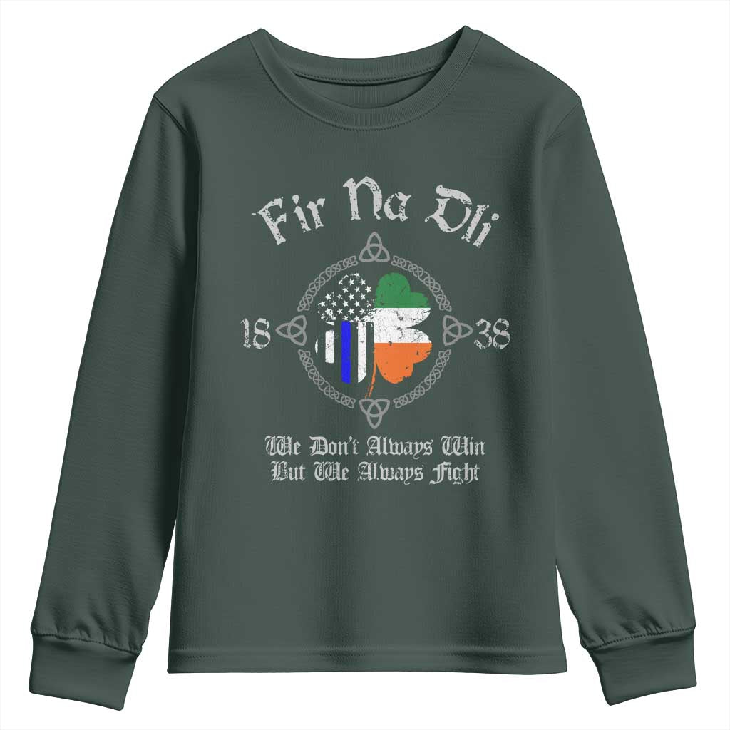 Irish Pride Youth Sweatshirt Fir Na Dli Men Of Law Shamrock American Irish Flag TS09 Dark Forest Green Print Your Wear