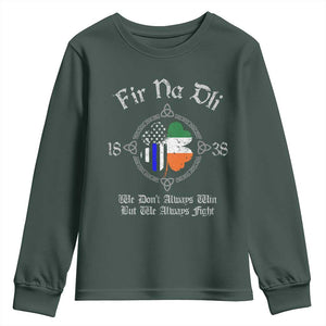 Irish Pride Youth Sweatshirt Fir Na Dli Men Of Law Shamrock American Irish Flag TS09 Dark Forest Green Print Your Wear