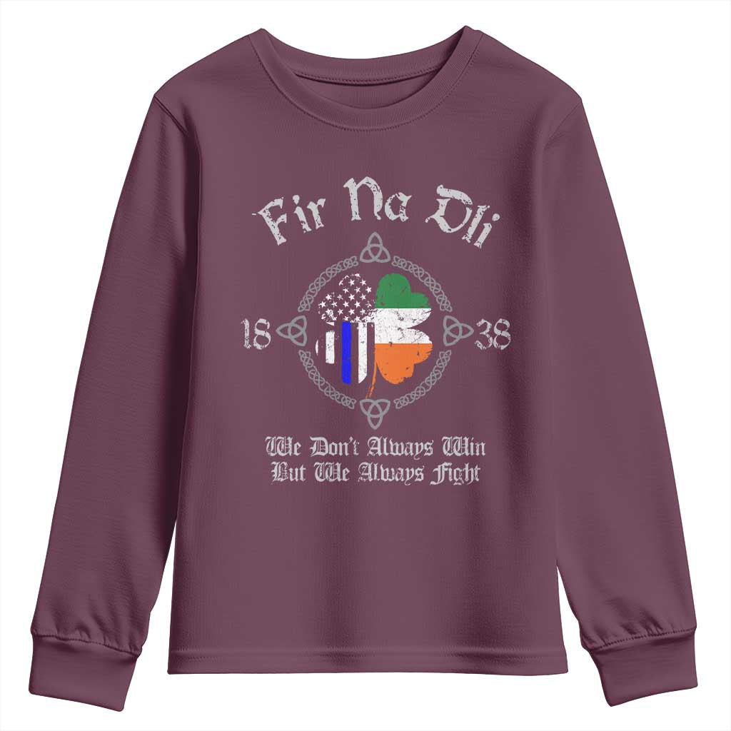 Irish Pride Youth Sweatshirt Fir Na Dli Men Of Law Shamrock American Irish Flag TS09 Maroon Print Your Wear