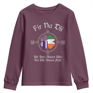 Irish Pride Youth Sweatshirt Fir Na Dli Men Of Law Shamrock American Irish Flag TS09 Maroon Print Your Wear