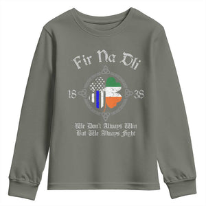 Irish Pride Youth Sweatshirt Fir Na Dli Men Of Law Shamrock American Irish Flag TS09 Military Green Print Your Wear