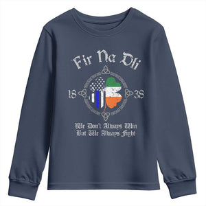 Irish Pride Youth Sweatshirt Fir Na Dli Men Of Law Shamrock American Irish Flag TS09 Navy Print Your Wear