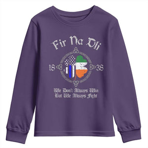 Irish Pride Youth Sweatshirt Fir Na Dli Men Of Law Shamrock American Irish Flag TS09 Purple Print Your Wear