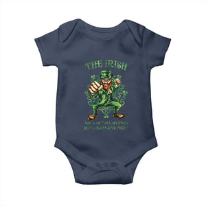 Irish Pride Baby Onesie We Don't Always Win But We Always Fight Funny Leprechaun TS09 Navy Print Your Wear