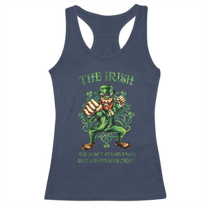 Irish Pride Racerback Tank Top We Don't Always Win But We Always Fight Funny Leprechaun TS09 Navy Print Your Wear