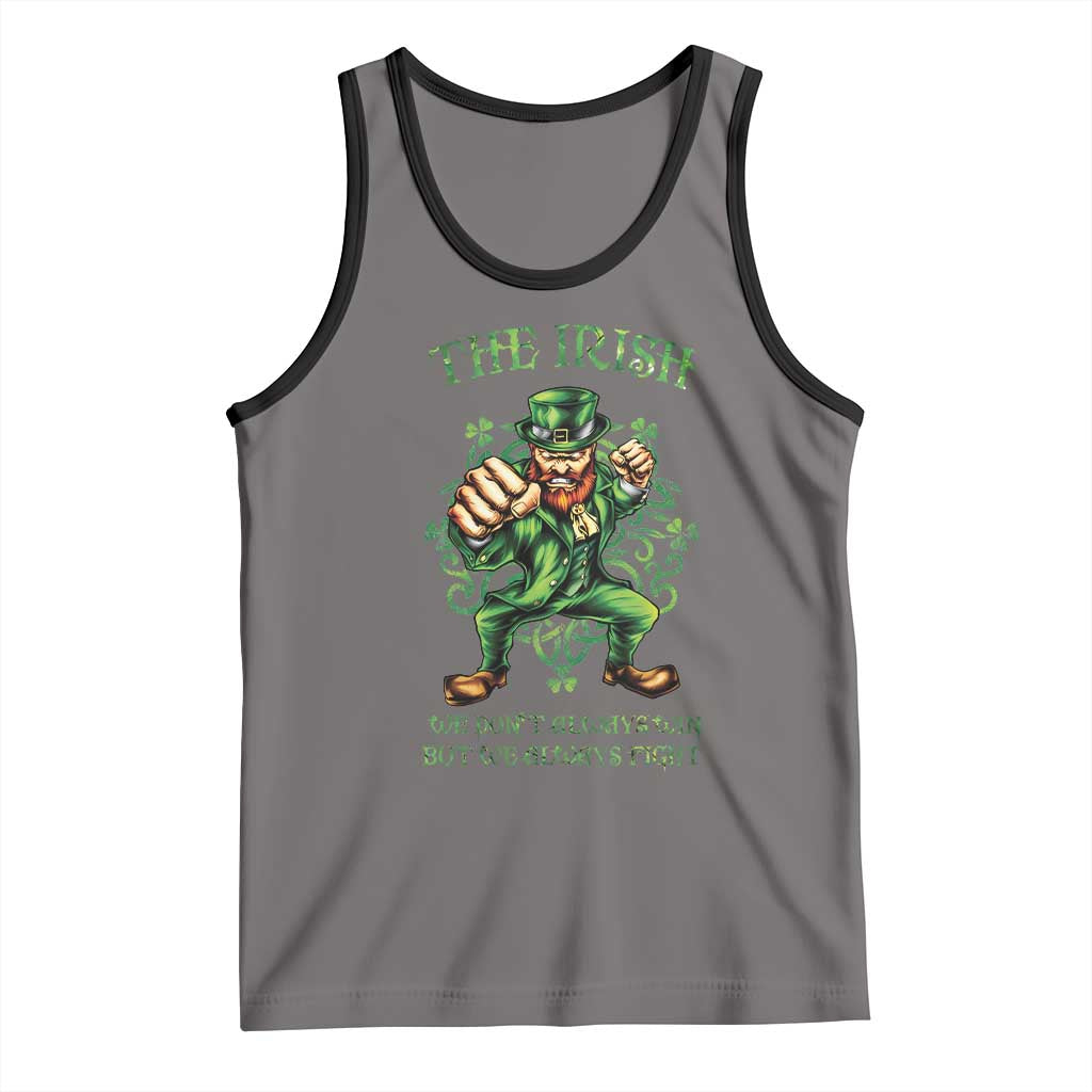 Irish Pride Tank Top We Don't Always Win But We Always Fight Funny Leprechaun TS09 Deep Heather Black Print Your Wear