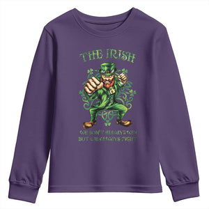 Irish Pride Youth Sweatshirt We Don't Always Win But We Always Fight Funny Leprechaun TS09 Purple Print Your Wear