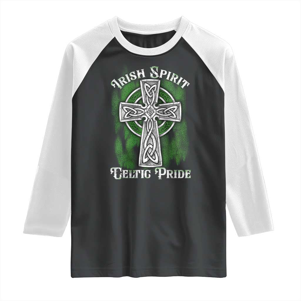 Irish Spirit Celtic Pride Raglan Shirt TS09 Black White Print Your Wear