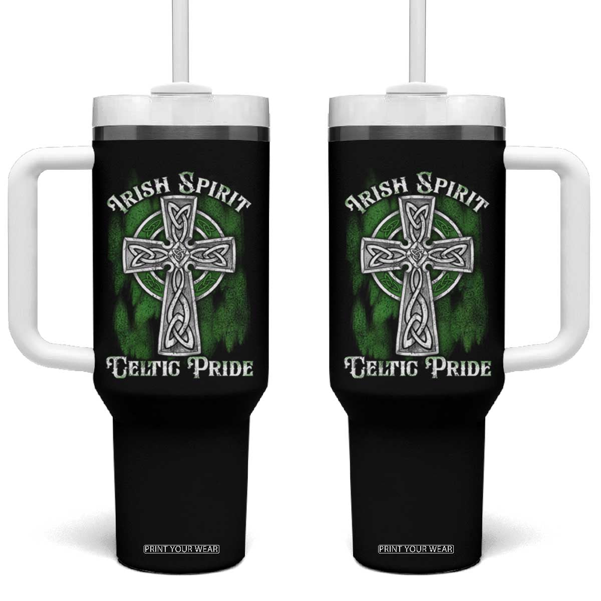 Irish Spirit Celtic Pride Tumbler With Handle TS09 One Size: 40 oz Black Print Your Wear