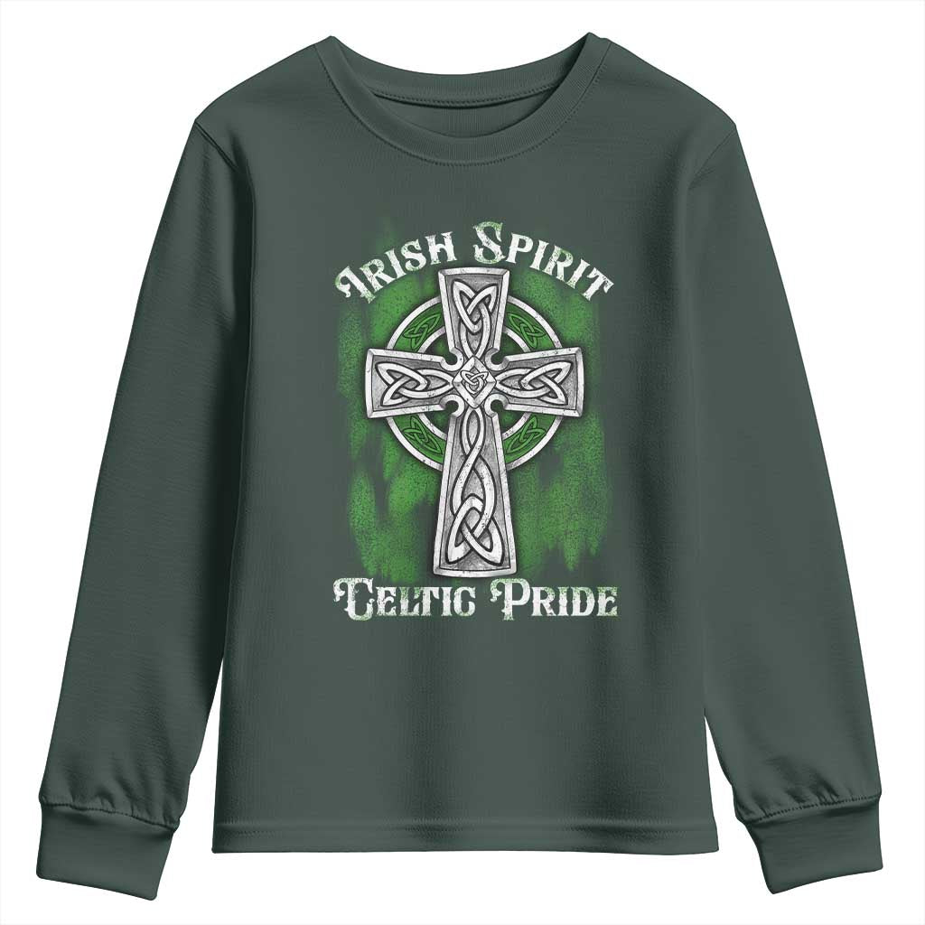 Irish Spirit Celtic Pride Youth Sweatshirt TS09 Dark Forest Green Print Your Wear