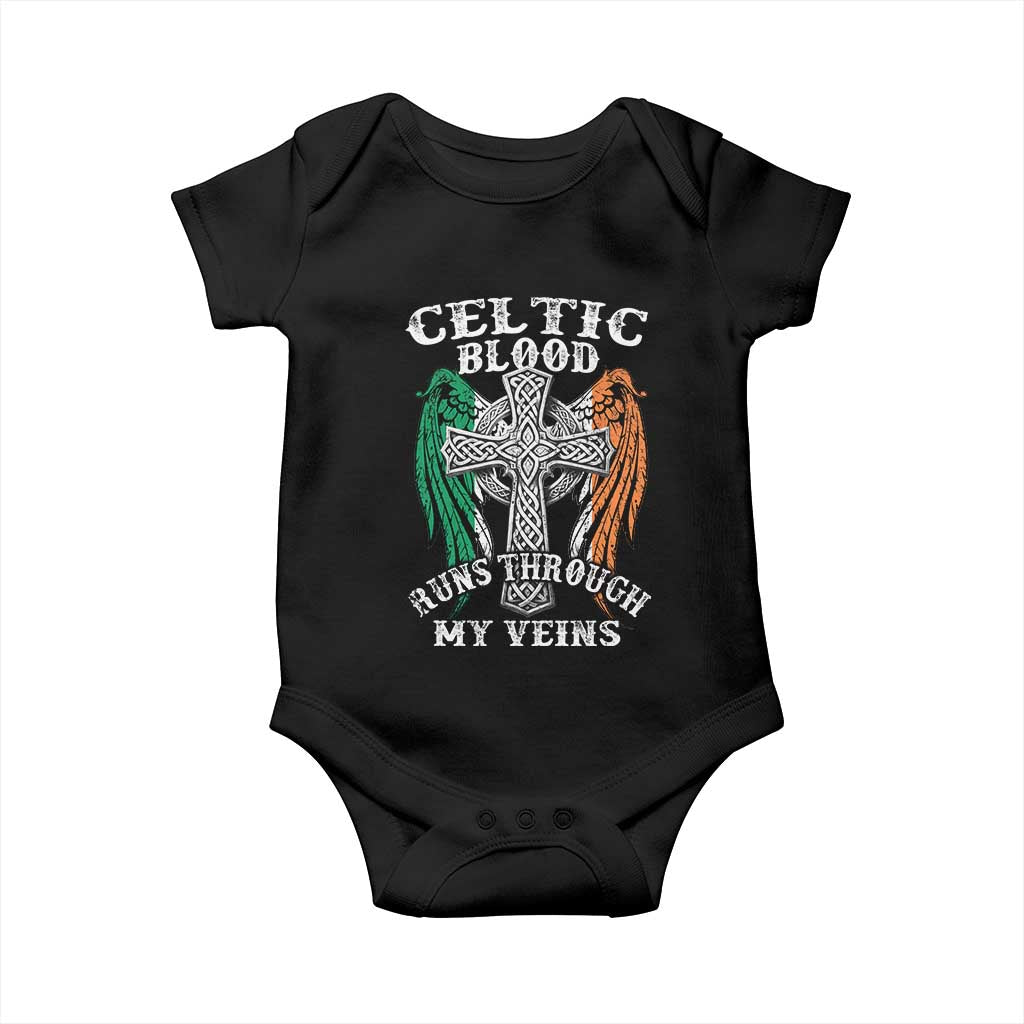 Irish Celtic Pride Baby Onesie Celtic Blood Runs Through My Veins TS09 Black Print Your Wear