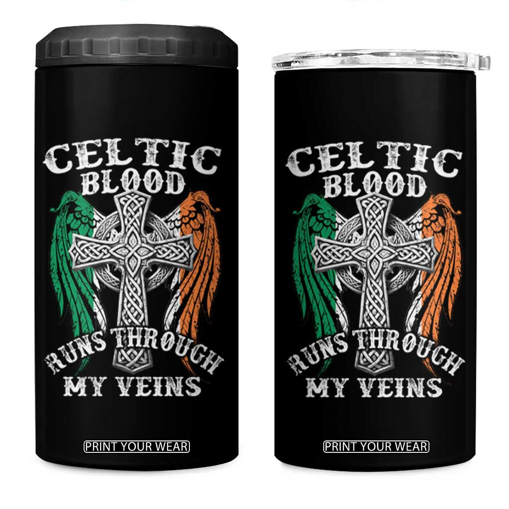 Irish Celtic Pride 4 in 1 Can Cooler Tumbler Celtic Blood Runs Through My Veins TS09 One Size: 16 oz Black Print Your Wear
