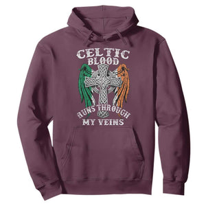 Irish Celtic Pride Hoodie Celtic Blood Runs Through My Veins TS09 Maroon Print Your Wear