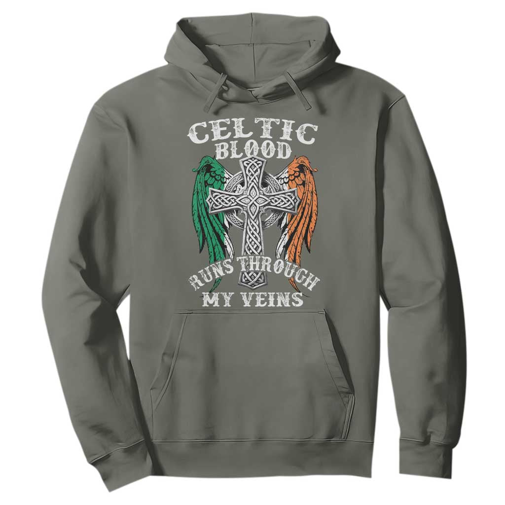 Irish Celtic Pride Hoodie Celtic Blood Runs Through My Veins TS09 Military Green Print Your Wear