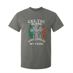 Irish Celtic Pride T Shirt For Kid Celtic Blood Runs Through My Veins TS09 Military Green Print Your Wear