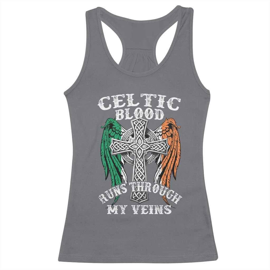 Irish Celtic Pride Racerback Tank Top Celtic Blood Runs Through My Veins TS09 Charcoal Print Your Wear