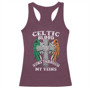Irish Celtic Pride Racerback Tank Top Celtic Blood Runs Through My Veins TS09 Maroon Print Your Wear