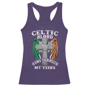 Irish Celtic Pride Racerback Tank Top Celtic Blood Runs Through My Veins TS09 Purple Print Your Wear