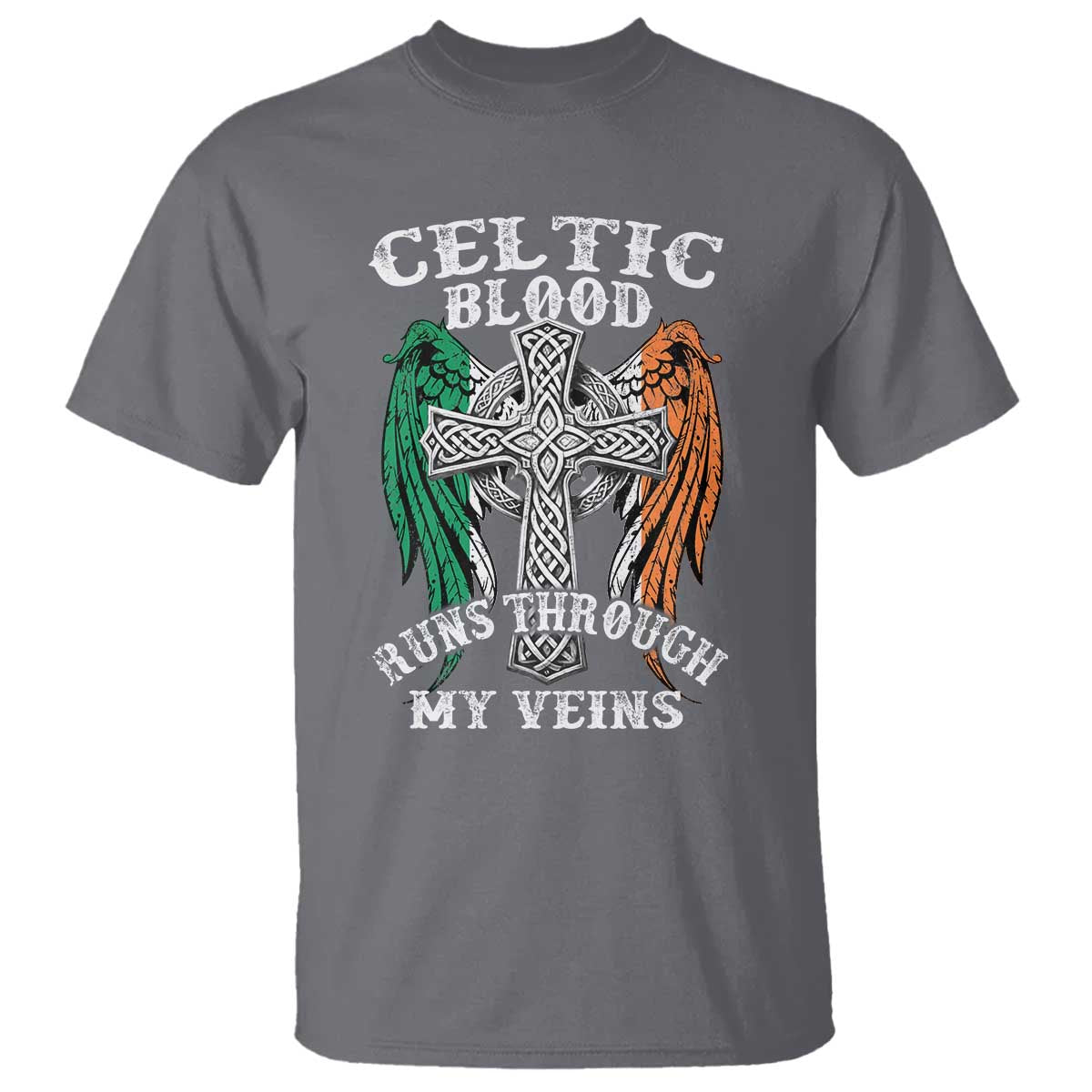 Irish Celtic Pride T Shirt Celtic Blood Runs Through My Veins TS09 Charcoal Print Your Wear