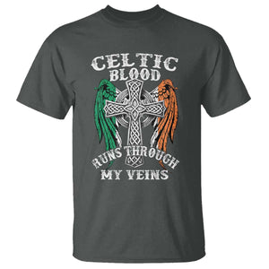 Irish Celtic Pride T Shirt Celtic Blood Runs Through My Veins TS09 Dark Heather Print Your Wear