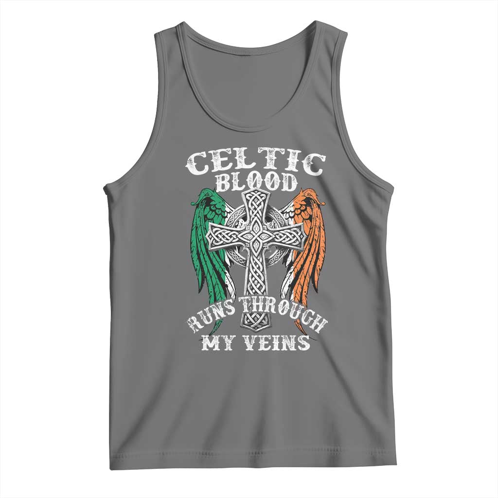 Irish Celtic Pride Tank Top Celtic Blood Runs Through My Veins TS09 Black Heather Print Your Wear