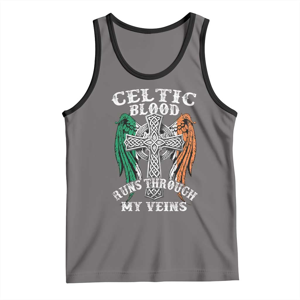 Irish Celtic Pride Tank Top Celtic Blood Runs Through My Veins TS09 Deep Heather Black Print Your Wear