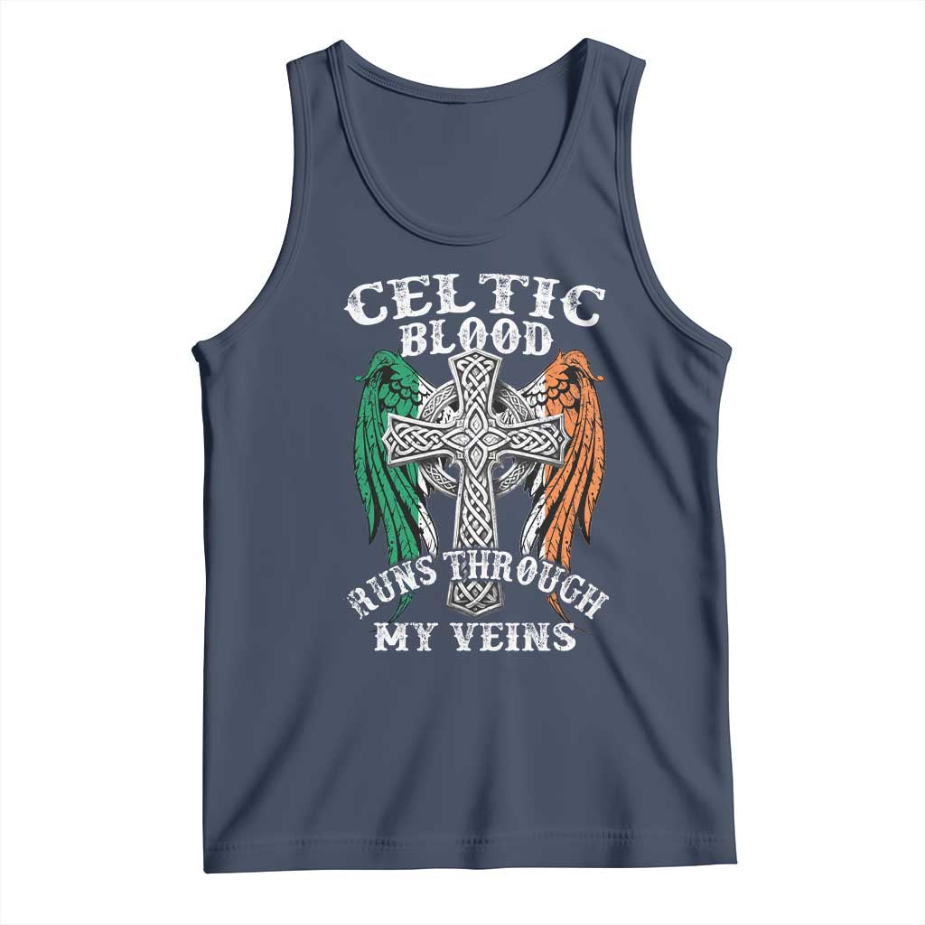 Irish Celtic Pride Tank Top Celtic Blood Runs Through My Veins TS09 Navy Print Your Wear