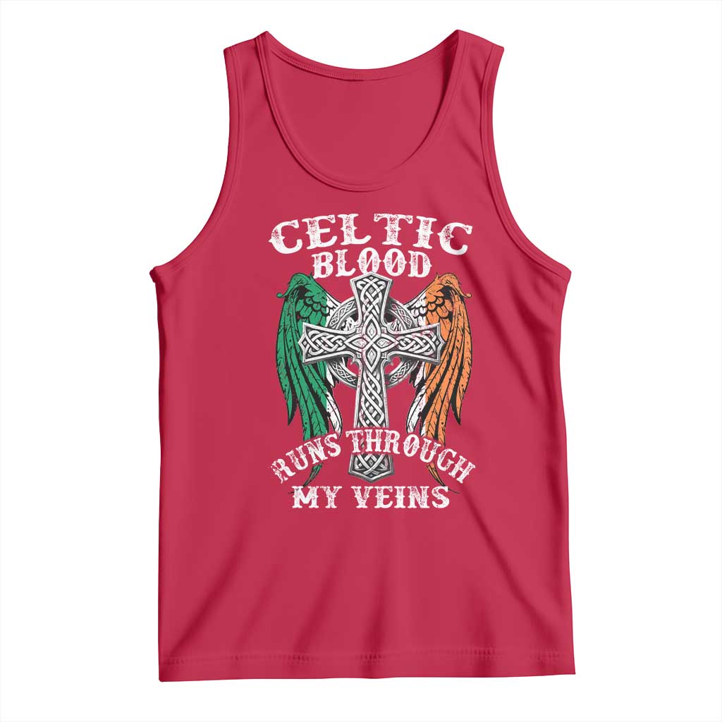 Irish Celtic Pride Tank Top Celtic Blood Runs Through My Veins TS09 Red Print Your Wear