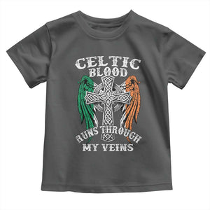 Irish Celtic Pride Toddler T Shirt Celtic Blood Runs Through My Veins TS09 Dark Heather Print Your Wear