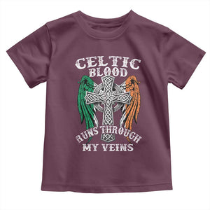 Irish Celtic Pride Toddler T Shirt Celtic Blood Runs Through My Veins TS09 Maroon Print Your Wear