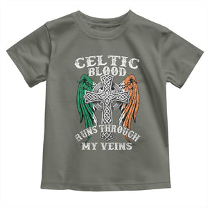 Irish Celtic Pride Toddler T Shirt Celtic Blood Runs Through My Veins TS09 Military Green Print Your Wear