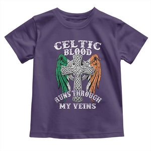 Irish Celtic Pride Toddler T Shirt Celtic Blood Runs Through My Veins TS09 Purple Print Your Wear