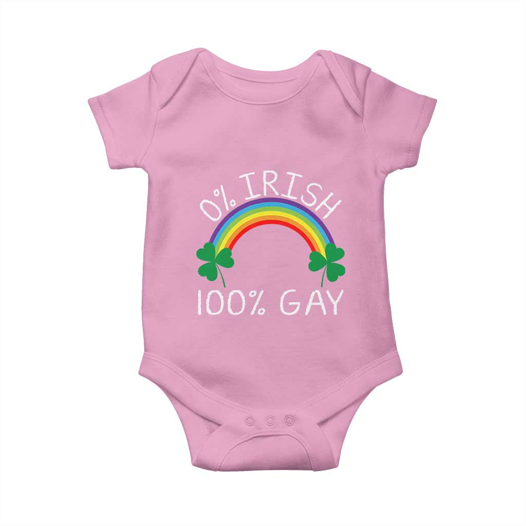 Funny St. Patrick's Day LGBT Baby Onesie 0 Irish 100 Gay Rainbow Shamrock TS09 Light Pink Print Your Wear