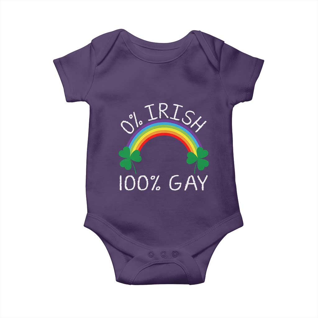 Funny St. Patrick's Day LGBT Baby Onesie 0 Irish 100 Gay Rainbow Shamrock TS09 Purple Print Your Wear