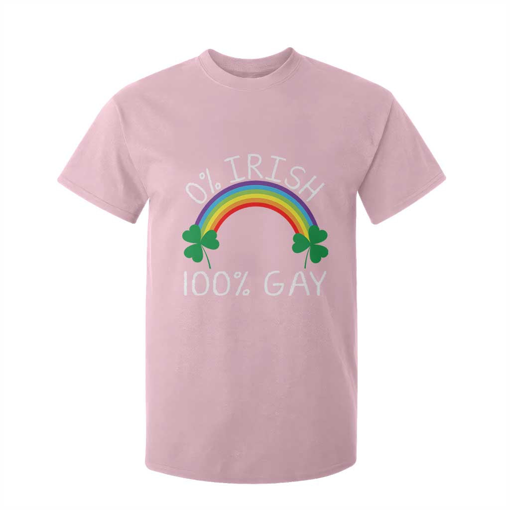 Funny St. Patrick's Day LGBT T Shirt For Kid 0 Irish 100 Gay Rainbow Shamrock TS09 Light Pink Print Your Wear