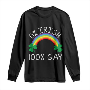 Funny St. Patrick's Day LGBT Long Sleeve Shirt 0 Irish 100 Gay Rainbow Shamrock TS09 Black Print Your Wear