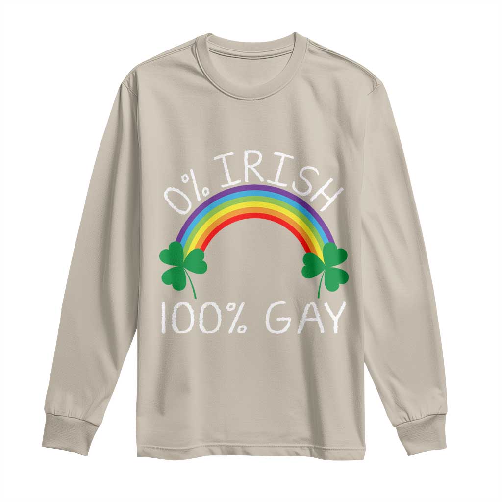 Funny St. Patrick's Day LGBT Long Sleeve Shirt 0 Irish 100 Gay Rainbow Shamrock TS09 Sand Print Your Wear