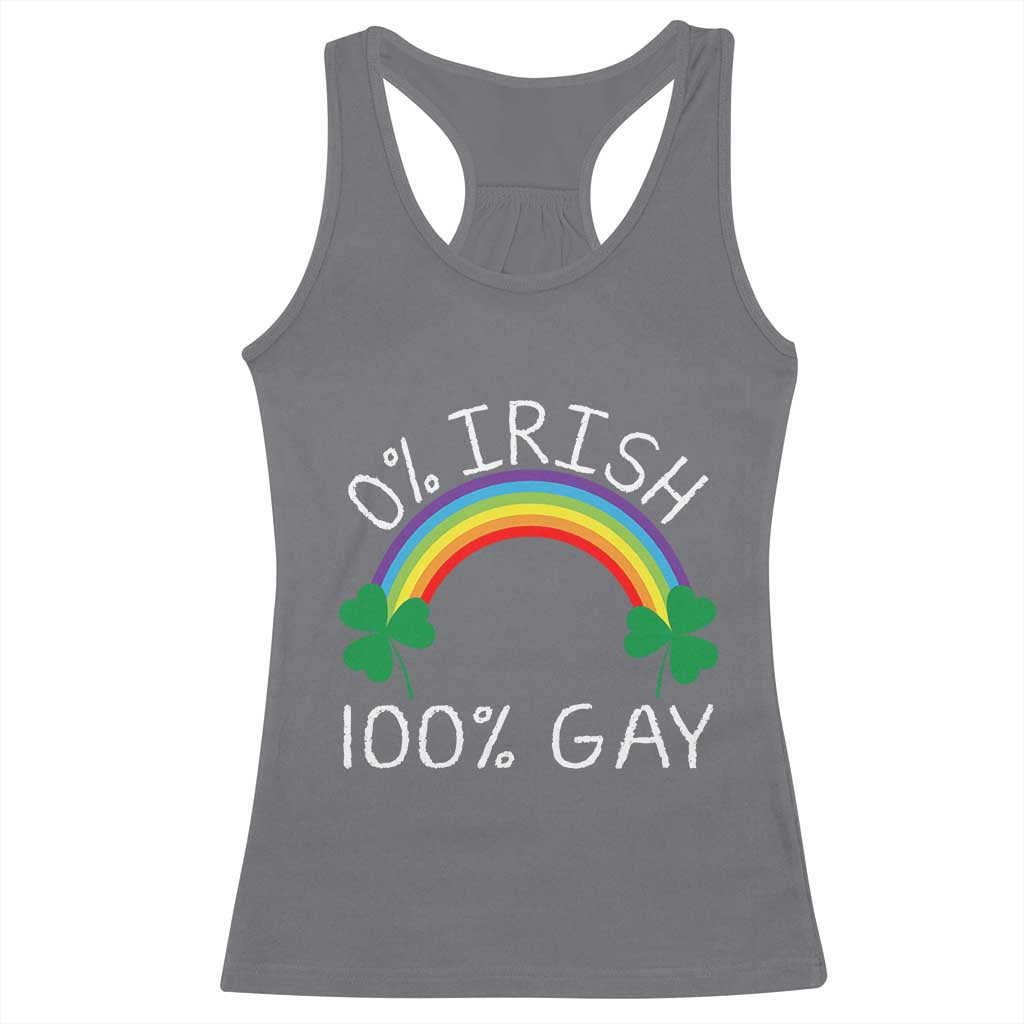 Funny St. Patrick's Day LGBT Racerback Tank Top 0 Irish 100 Gay Rainbow Shamrock TS09 Charcoal Print Your Wear