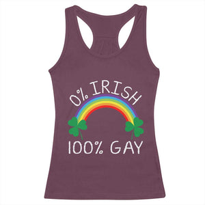Funny St. Patrick's Day LGBT Racerback Tank Top 0 Irish 100 Gay Rainbow Shamrock TS09 Maroon Print Your Wear