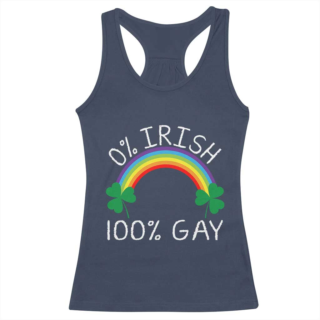 Funny St. Patrick's Day LGBT Racerback Tank Top 0 Irish 100 Gay Rainbow Shamrock TS09 Navy Print Your Wear