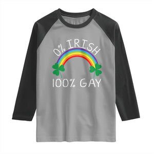 Funny St. Patrick's Day LGBT Raglan Shirt 0 Irish 100 Gay Rainbow Shamrock TS09 Sport Gray Black Print Your Wear